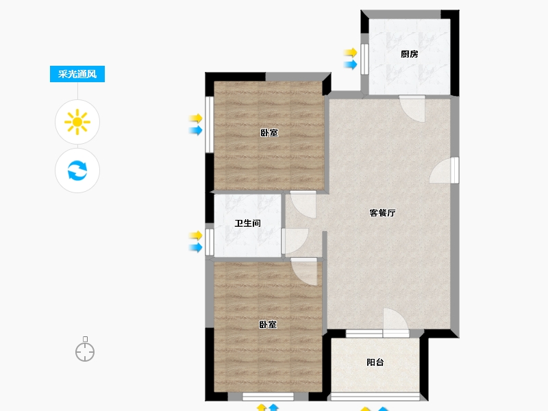 湖北省-武汉市-武汉恒大首府-66.76-户型库-采光通风