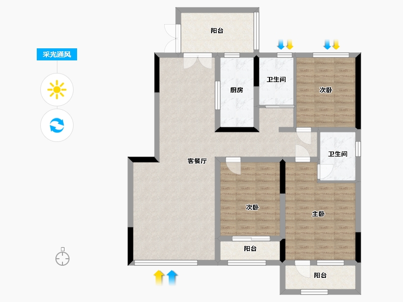 山东省-潍坊市-翔凯文华未来之光-104.50-户型库-采光通风