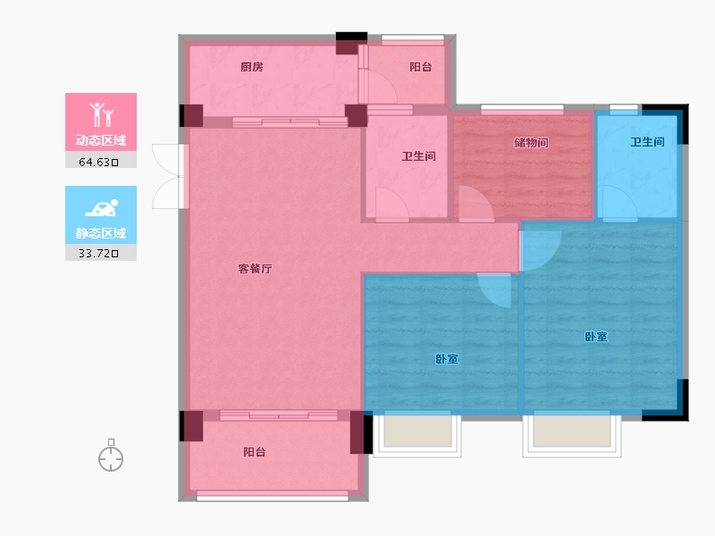 广东省-广州市-云峰学府南苑-89.14-户型库-动静分区