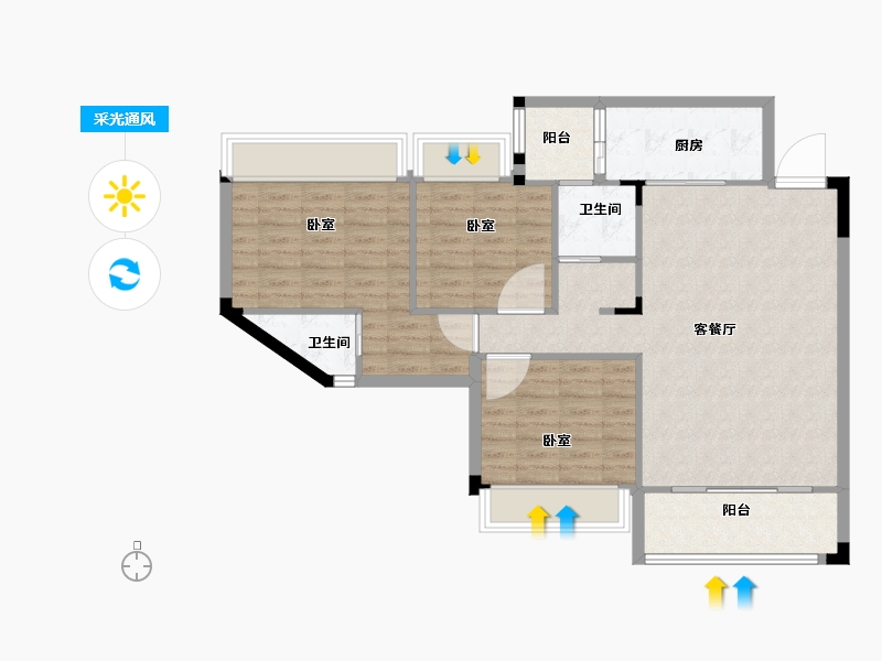 广东省-韶关市-乐昌利华雅居-88.52-户型库-采光通风