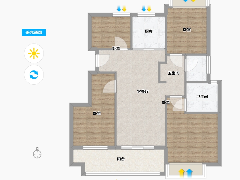 福建省-福州市-三迪雅筑枫丹-83.73-户型库-采光通风