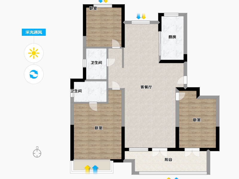 山东省-聊城市-翰林天悦-100.99-户型库-采光通风