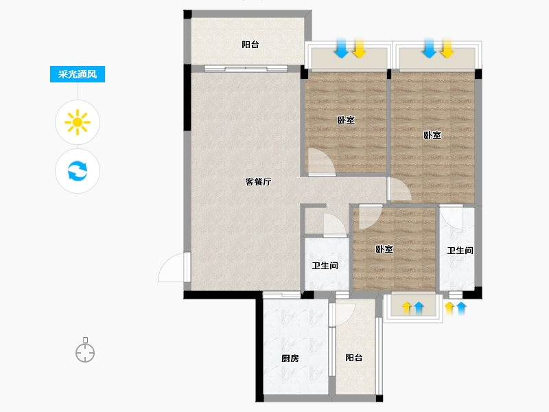 广东省-韶关市-乐昌利华雅居-91.56-户型库-采光通风