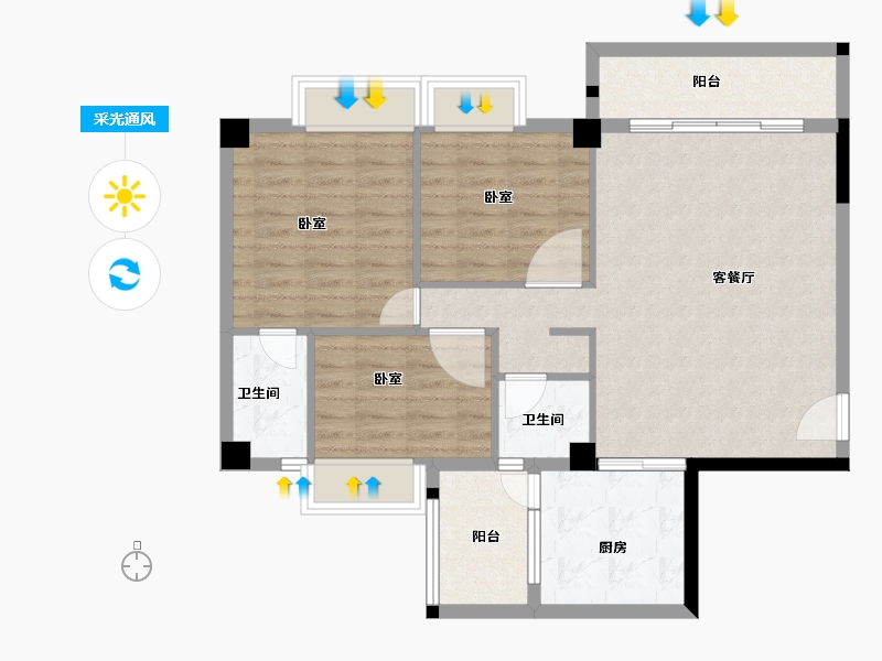 广东省-韶关市-乐昌利华雅居-87.66-户型库-采光通风