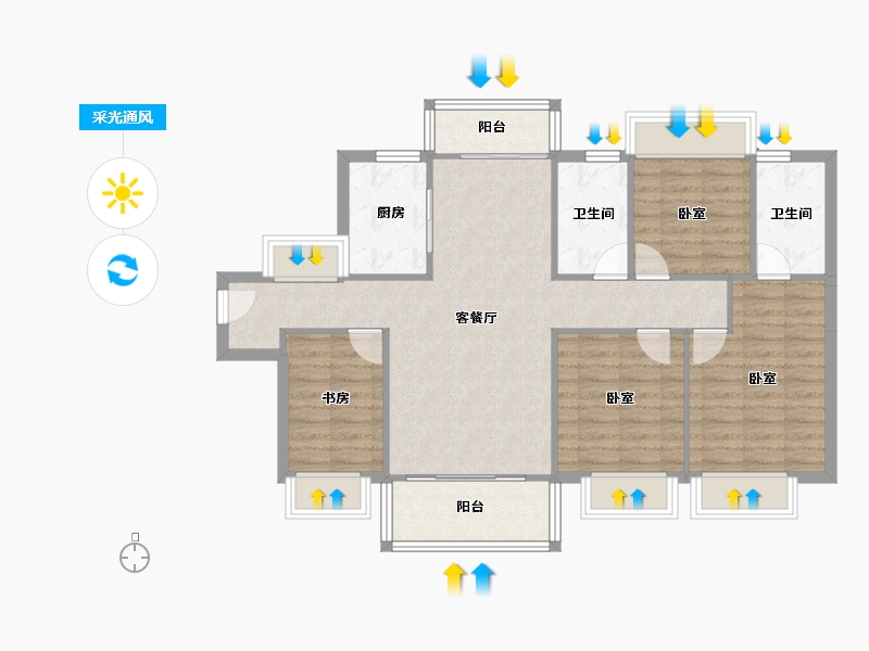 广东省-东莞市-阳光城愉景湾-93.72-户型库-采光通风