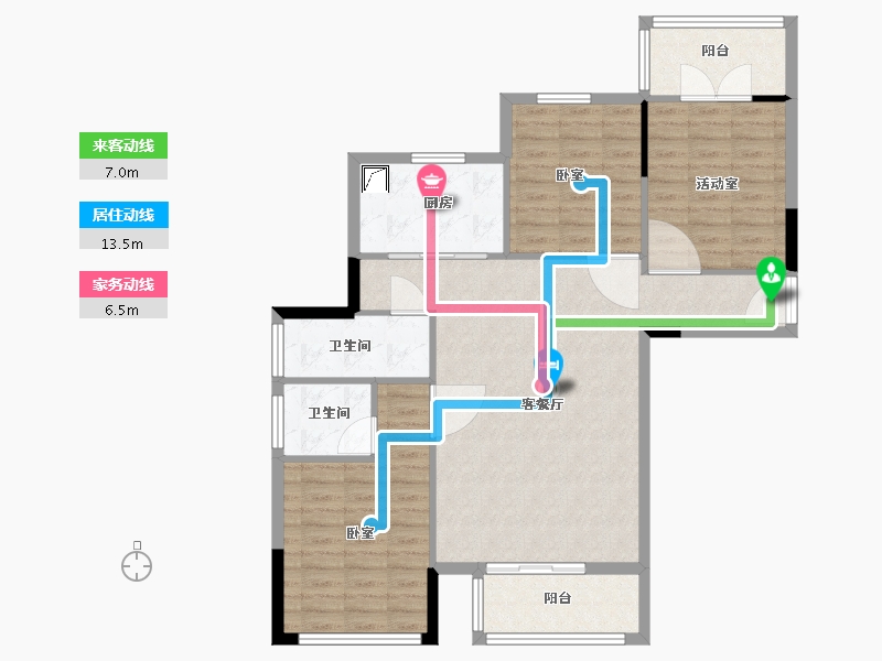 湖北省-咸宁市-鑫博桂苑-100.18-户型库-动静线