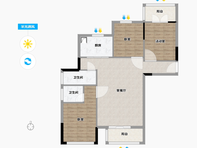 湖北省-咸宁市-鑫博桂苑-100.18-户型库-采光通风