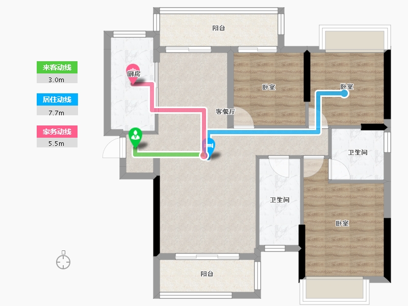 湖南省-长沙市-长龙湾-86.06-户型库-动静线