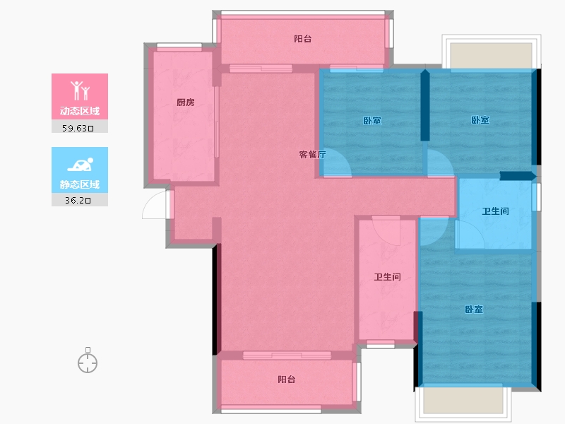 湖南省-长沙市-长龙湾-86.06-户型库-动静分区