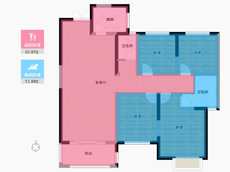 湖南省-长沙市-国欣·向荣府-103.00-户型库-动静分区