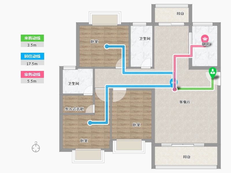 湖北省-咸宁市-始峰悦府-105.01-户型库-动静线