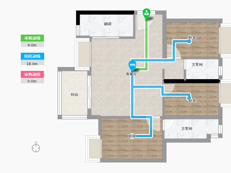 广东省-深圳市-华润置地公园九里花园住宅-74.01-户型库-动静线