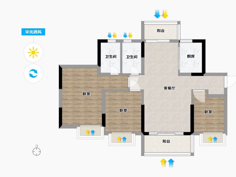 广东省-东莞市-中惠悦湾-82.99-户型库-采光通风