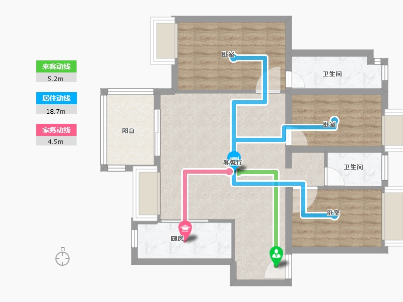 广东省-深圳市-华润置地公园九里花园住宅-78.01-户型库-动静线