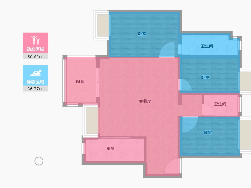 广东省-深圳市-华润置地公园九里花园住宅-78.01-户型库-动静分区