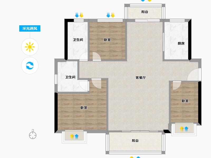 广东省-东莞市-富盈香茶郡二期-98.13-户型库-采光通风