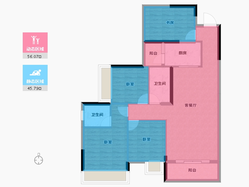 湖南省-衡阳市-中央绿城-91.40-户型库-动静分区