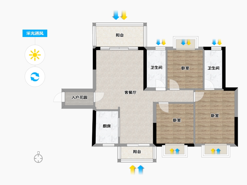 广东省-东莞市-颐景湾畔-86.14-户型库-采光通风