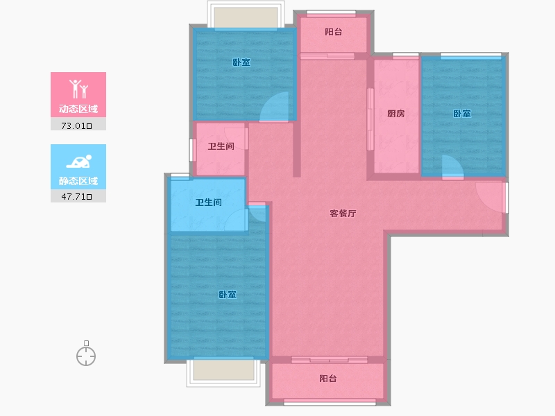 湖北省-咸宁市-始峰悦府-108.91-户型库-动静分区