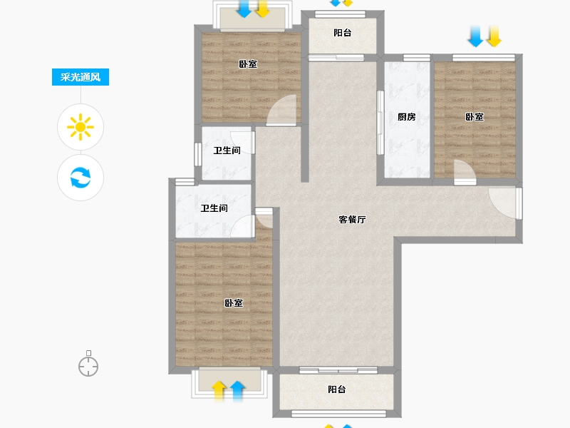 湖北省-咸宁市-始峰悦府-108.91-户型库-采光通风