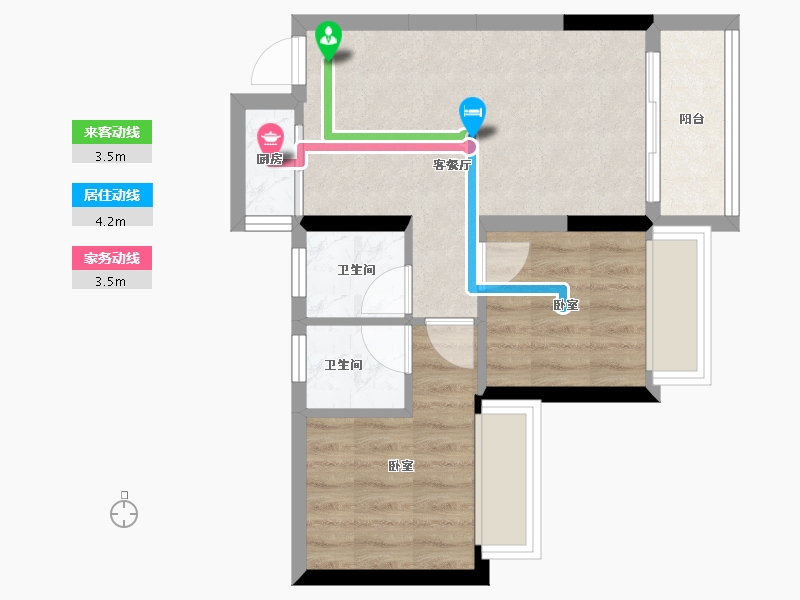 广东省-梅州市-梅花又一城-44.75-户型库-动静线