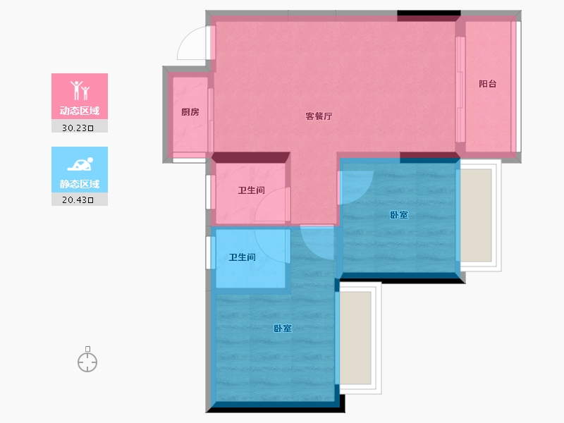 广东省-梅州市-梅花又一城-44.75-户型库-动静分区