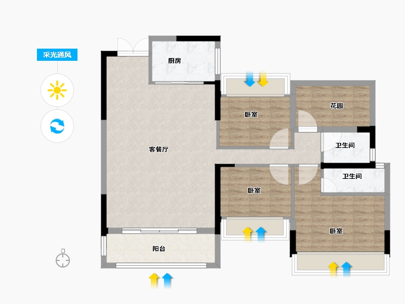 湖南省-衡阳市-俊景·万和城-94.90-户型库-采光通风