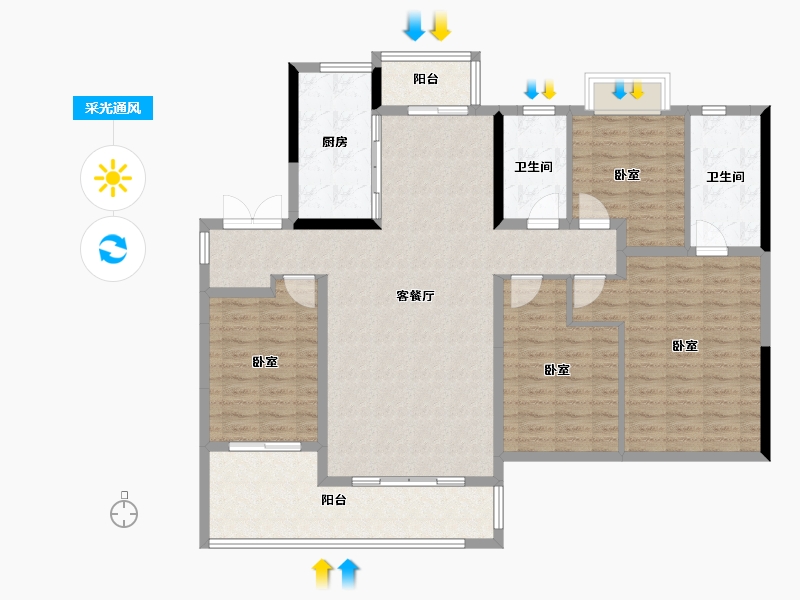 湖南省-长沙市-龙湖春江天玺-134.00-户型库-采光通风