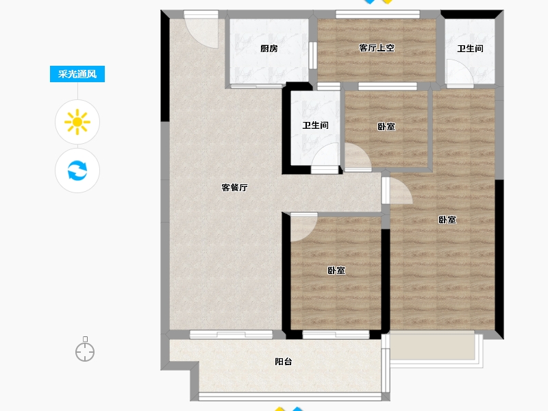 湖南省-长沙市-碧桂园·智慧城市-83.63-户型库-采光通风