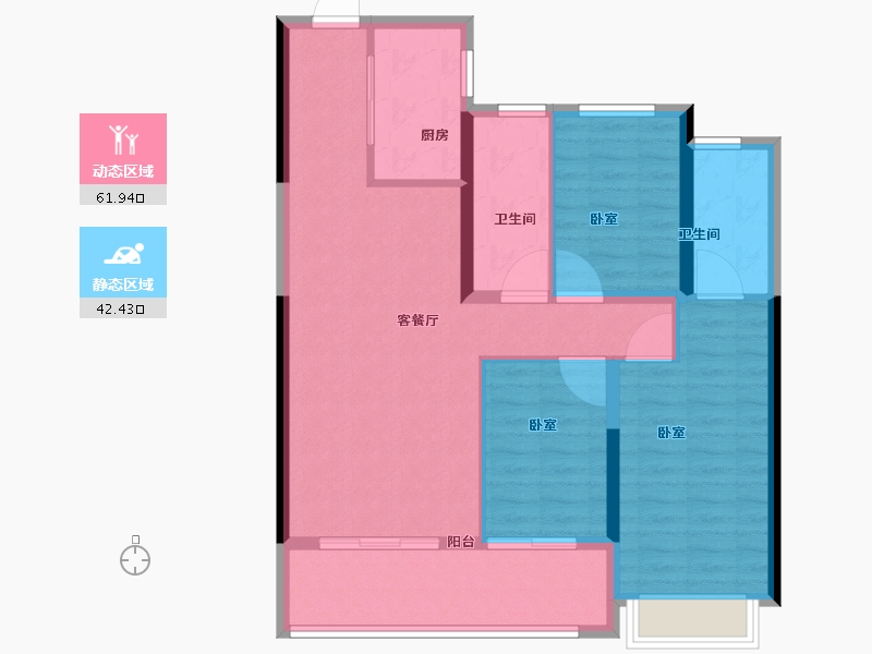 湖南省-长沙市-弘坤·东昇-94.00-户型库-动静分区