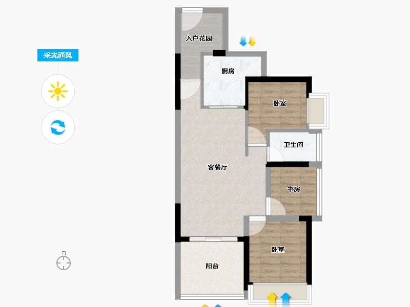 广东省-深圳市-满京华喜悦里-68.00-户型库-采光通风