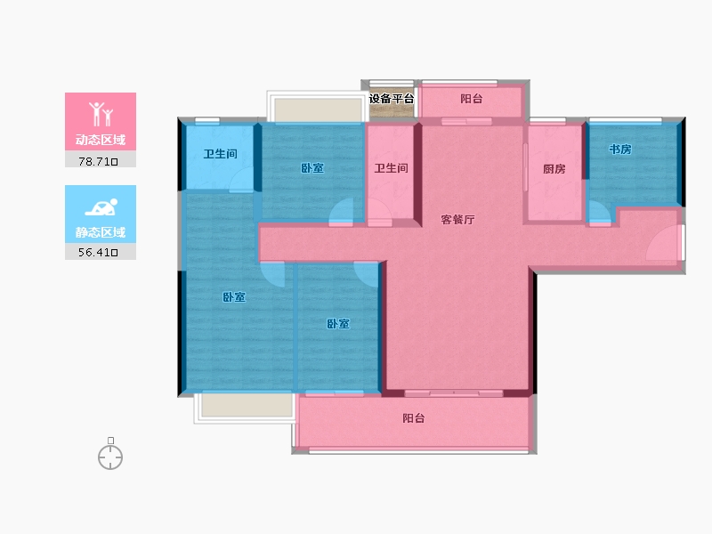 湖南省-长沙市-绿地V岛-122.87-户型库-动静分区