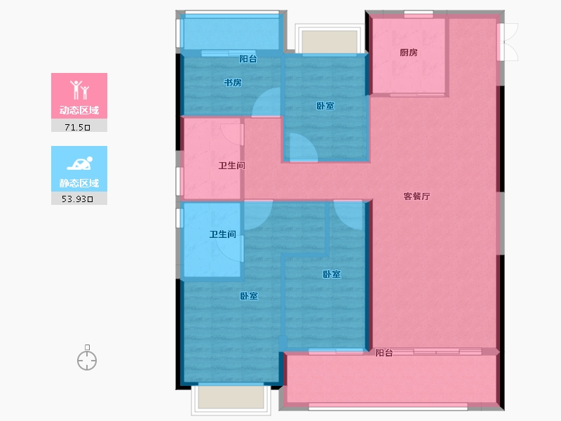 湖南省-长沙市-弘坤·东昇-114.00-户型库-动静分区