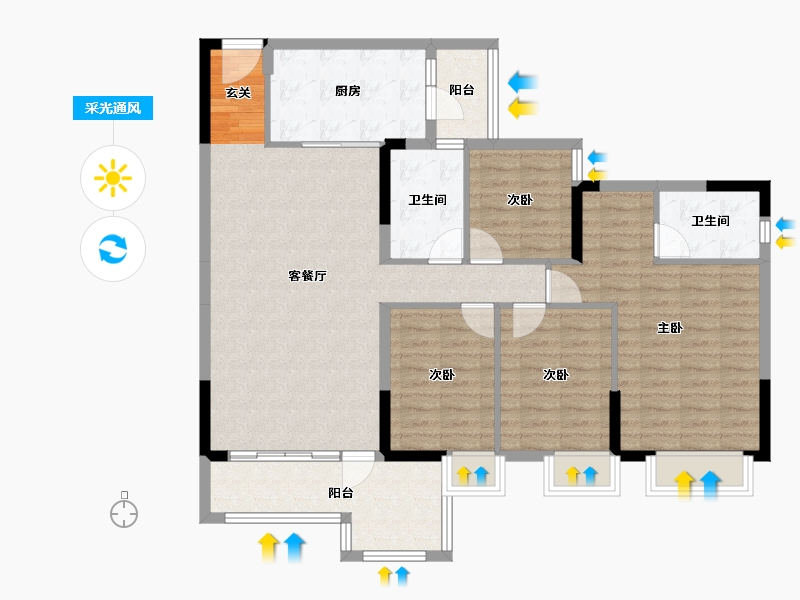 广东省-清远市-翔隆·七色城邦-110.52-户型库-采光通风