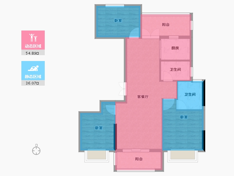 湖南省-长沙市-金基·芳华-81.45-户型库-动静分区