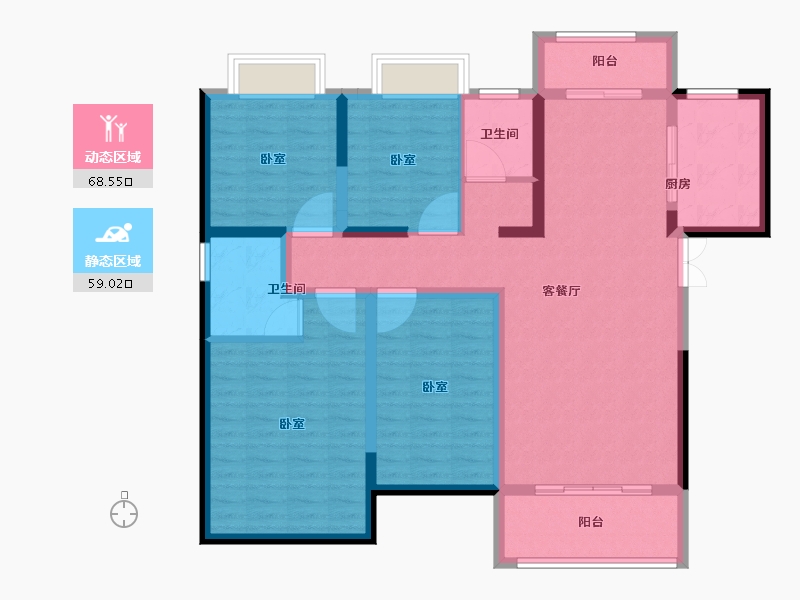 湖南省-长沙市-国欣·向荣府-114.00-户型库-动静分区