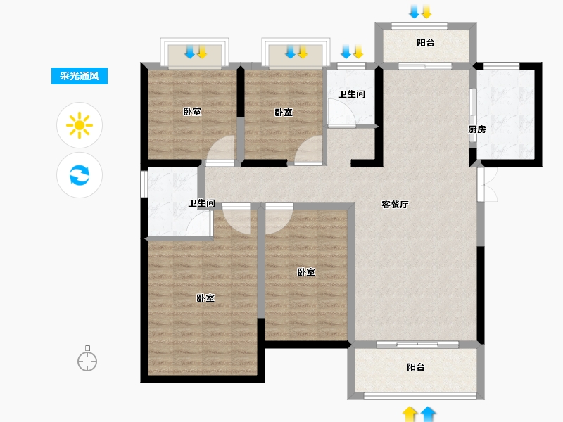 湖南省-长沙市-国欣·向荣府-114.00-户型库-采光通风