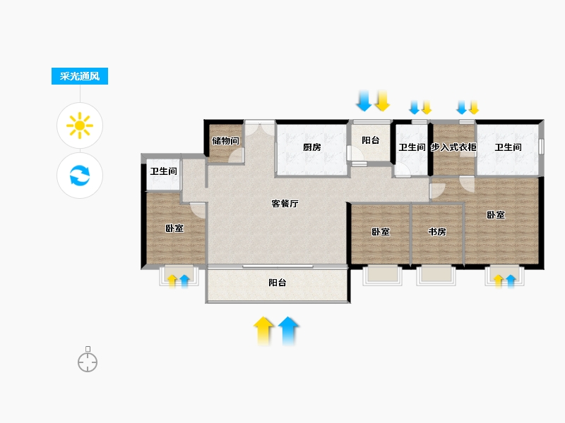 广东省-深圳市-华润城润玺一期-144.19-户型库-采光通风