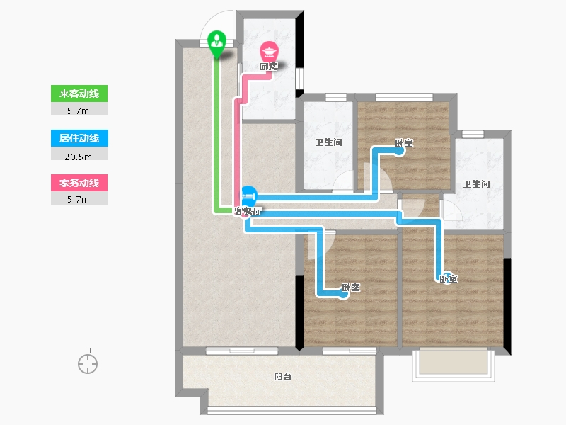 湖南省-长沙市-龙湖春江天玺-90.00-户型库-动静线