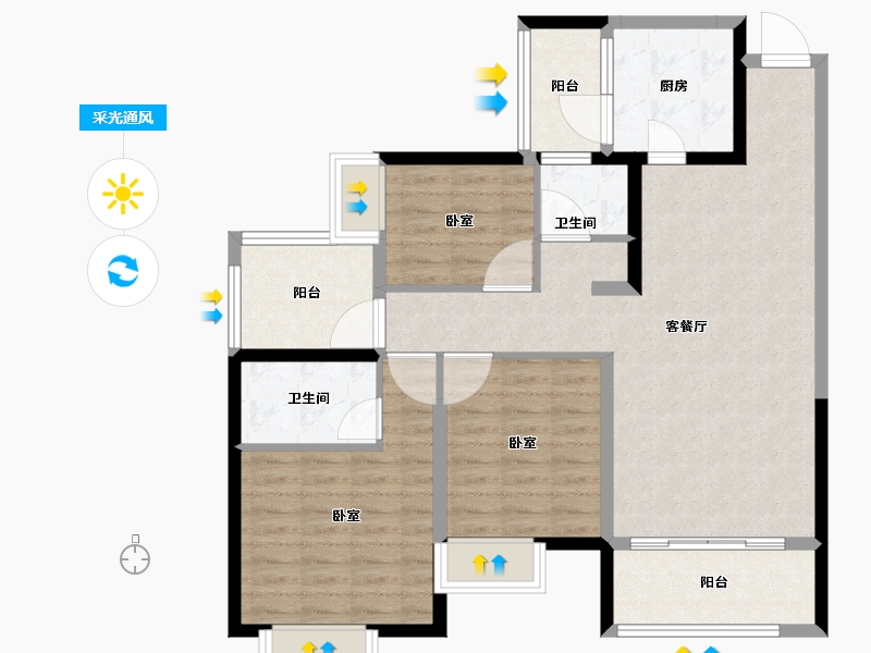 湖南省-长沙市-国欣·向荣府-95.00-户型库-采光通风