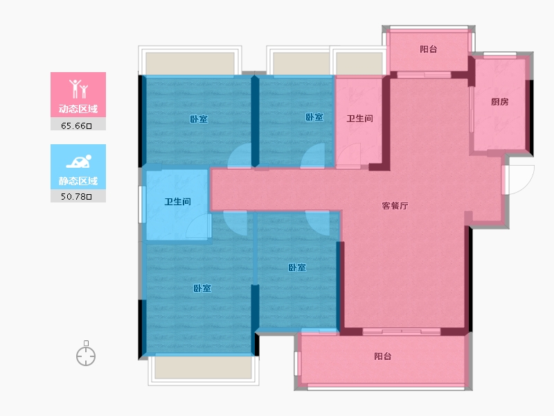 湖南省-长沙市-长龙湾-104.83-户型库-动静分区