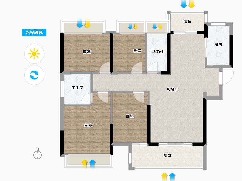 湖南省-长沙市-长龙湾-104.83-户型库-采光通风