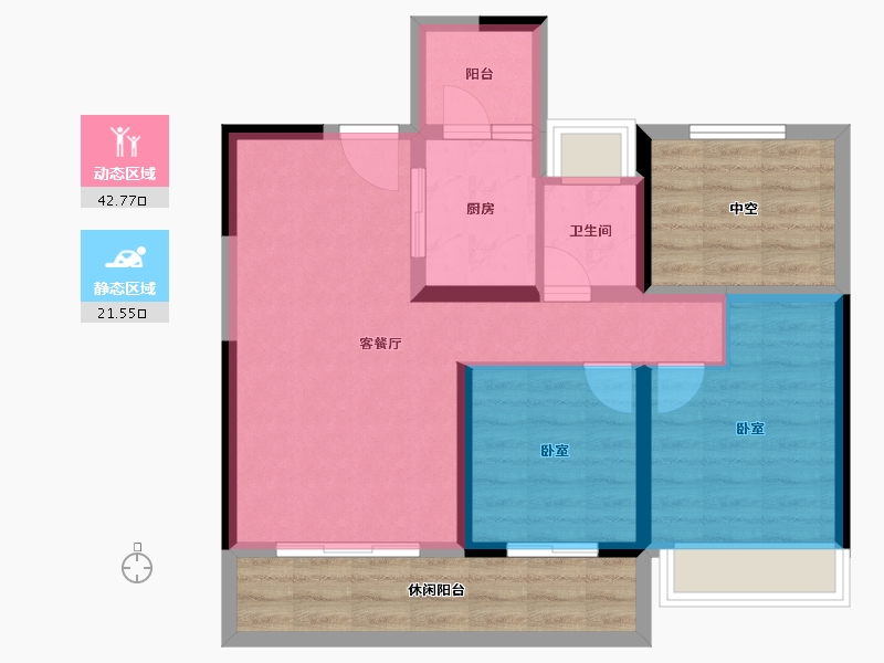 湖南省-衡阳市-金钟·央玺-73.67-户型库-动静分区