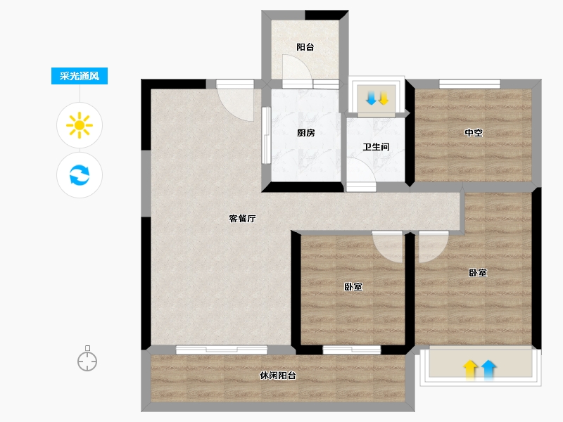 湖南省-衡阳市-金钟·央玺-73.67-户型库-采光通风