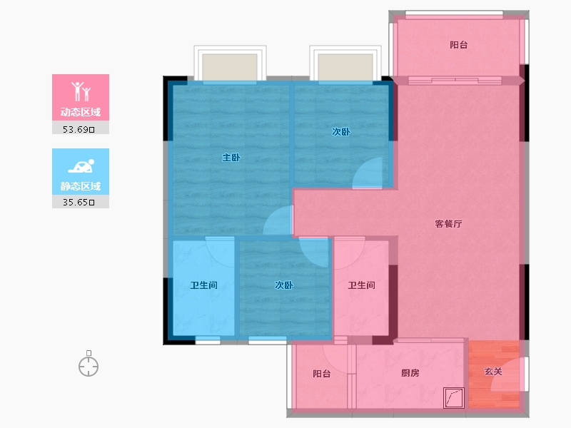 广东省-清远市-翔隆·七色城邦-80.00-户型库-动静分区