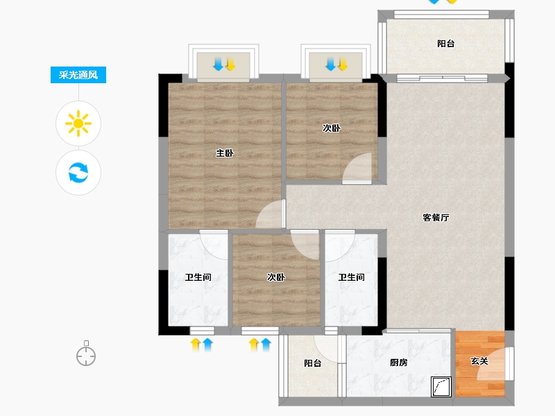 广东省-清远市-翔隆·七色城邦-80.00-户型库-采光通风