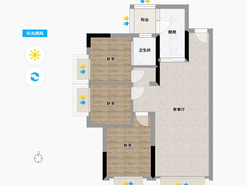 广东省-东莞市-中惠悦湾-62.95-户型库-采光通风