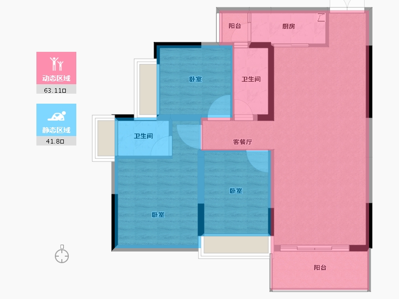 广东省-梅州市-芹洋观邸-94.82-户型库-动静分区