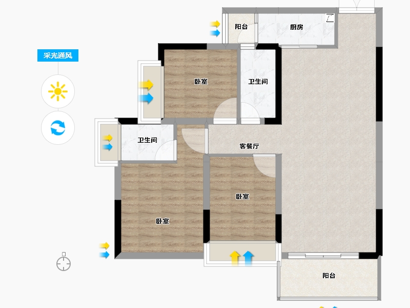 广东省-梅州市-芹洋观邸-94.82-户型库-采光通风