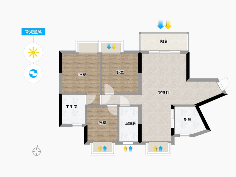 广东省-东莞市-中惠悦湾-73.84-户型库-采光通风